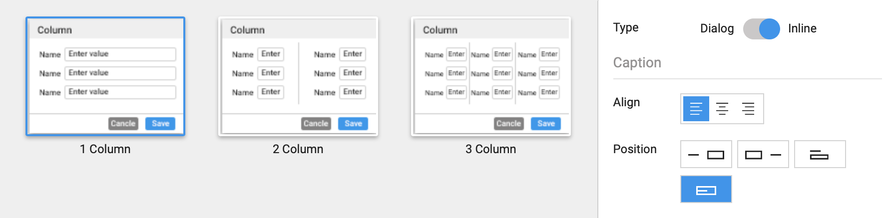 form layout selection