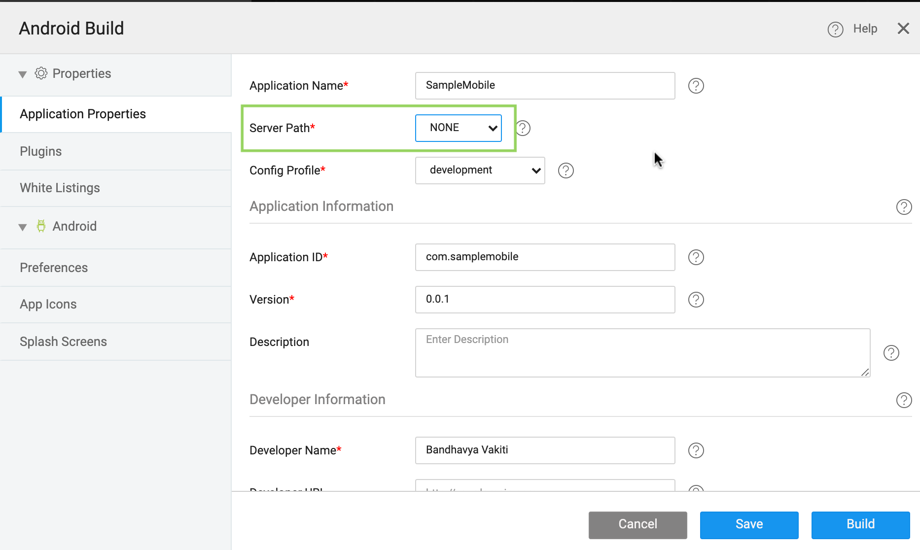 none serverpath selected