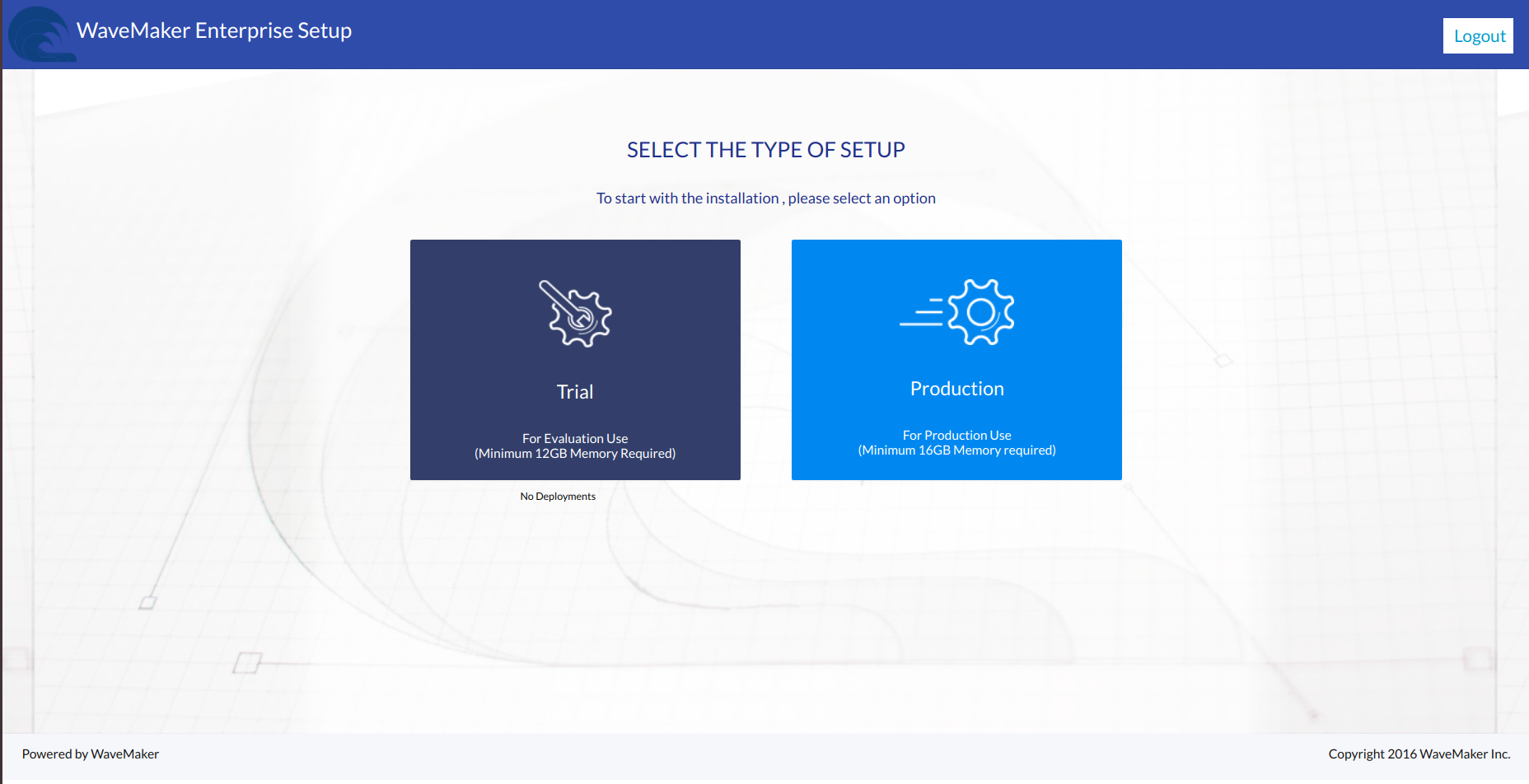 selecting the type of setup